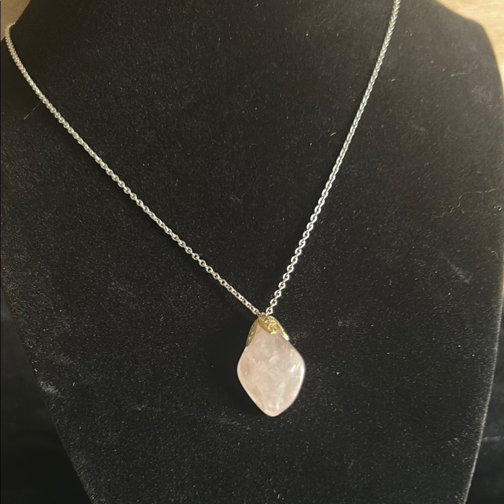 Delicate Silver and Pink Quartz Necklace